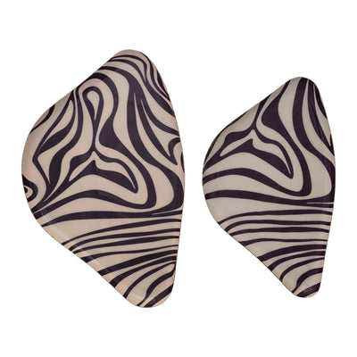 Enameled Metal Trays w/ Striped Design & Gold Edge, Set of 2